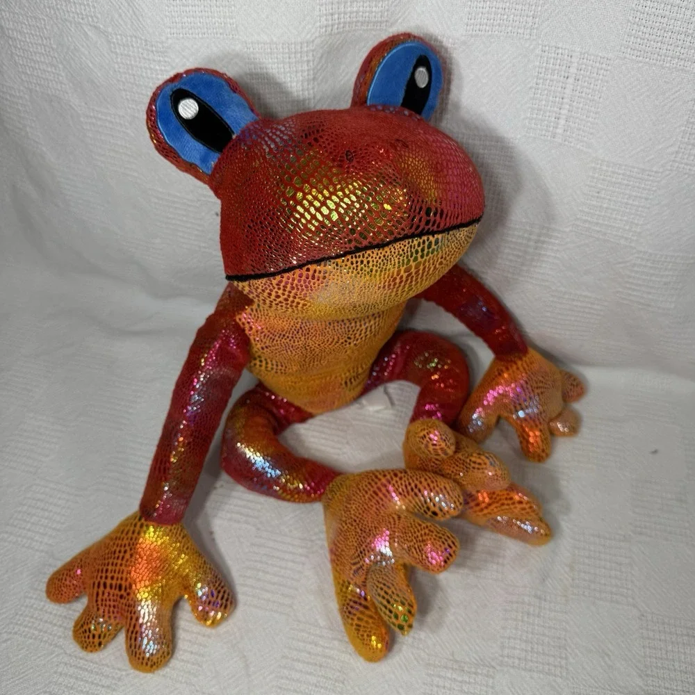 Kelly Toy‎ Frog Plush Stuffed Animal Toy Red Yellow with Metallic Spots